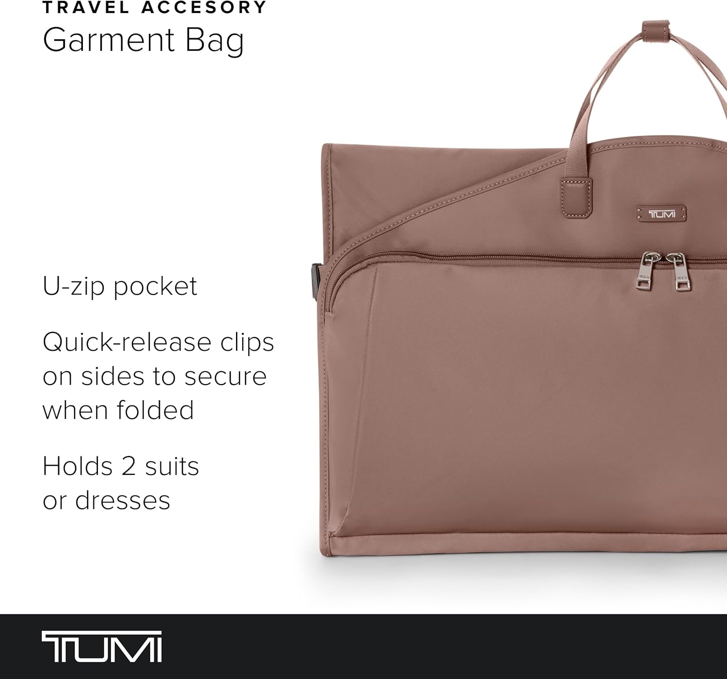 TUMI - Travel Accessory Garment Bag - Foldable Garment & Suit Carrier with Add-A-Bag Sleeve - For 2 Garmets - Light Mauve - Image 2