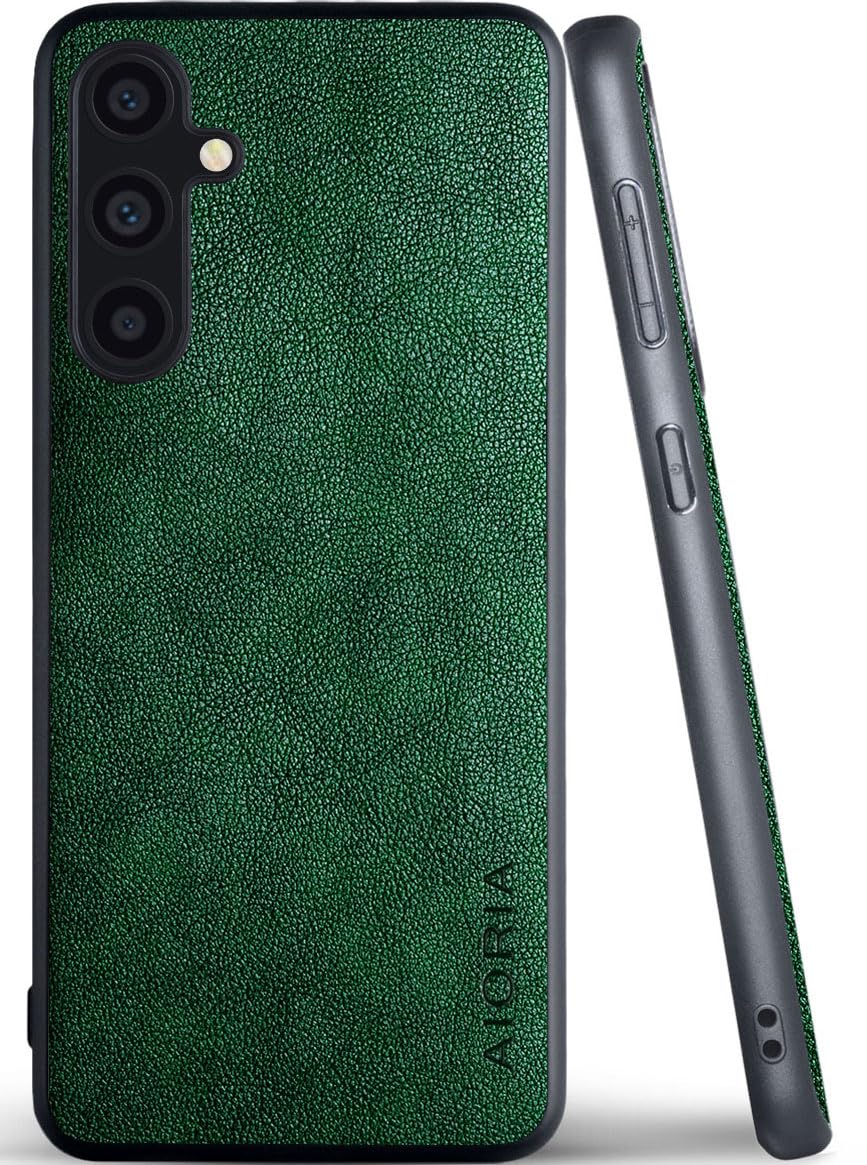 AIORIA for Samsung Galaxy A35 Premium Leather Cover Retro Design Full Protective Phone Case for Samsung Galaxy A35 5G (Green, A35)