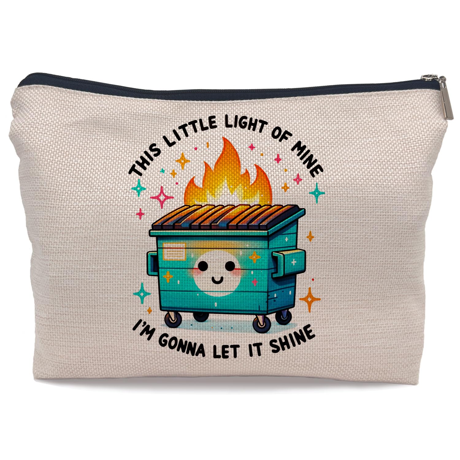 Ayxvt Dumpster Gifts Makeup Bag, Dumpster Bag,Dumpster Fire Cosmetic Bags for Women, Inspirational Positive Encouragement Gifts for Women Zipper Pouch