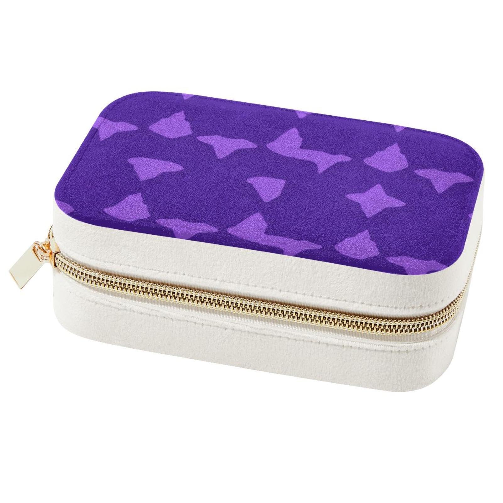 Boîte de rangement de bijoux violette voyage double couche pour l'organisation des bagages