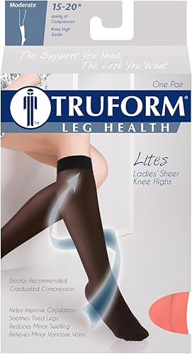 Vista 52 de Truform - Medias de compresión traslúcidas para mujer, hasta la rodillas, 15-20 mmHg, 20 denier, color piel, talla S Beige