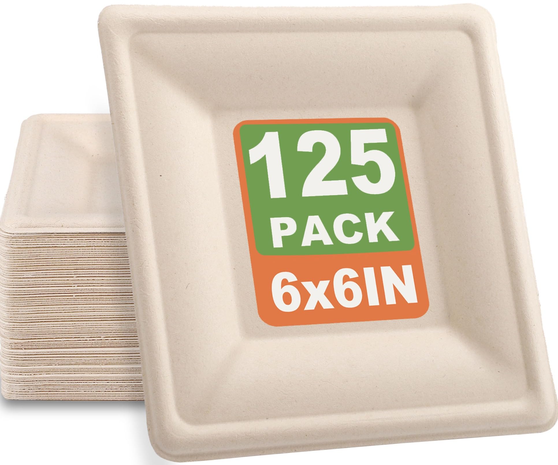 Assiettes carrées compostables en carton lot de 125 pièces 15 cm