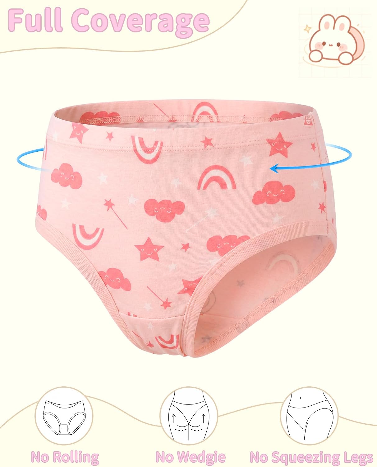 SkiBeaut Girls' 100% Cotton Panties Toddler Kid Underwear 6 Pack Ages 2-8