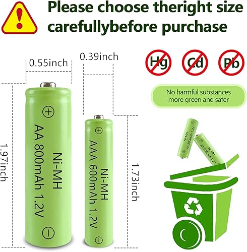 Miniatura 7 de JINTION Ni-MH AA Baterías recargables, doble A 1.2V 800mAh batería precargada para jardín al aire libre luces solares