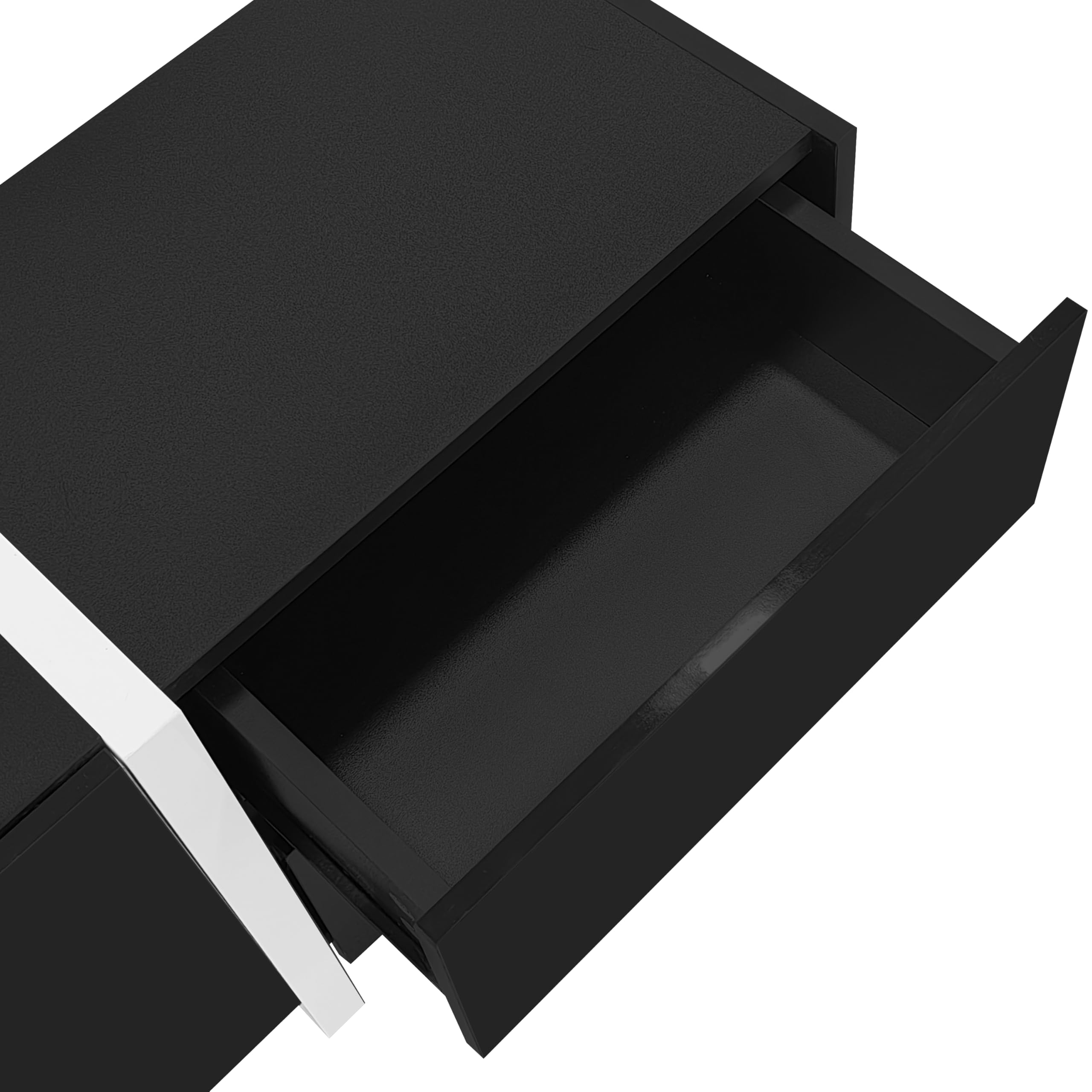 Meuble TV avec Bande Lumineuse LED Portes et tiroirs pour Salon Salle à Manger Chambre à Coucher Low Board avec Rangement Meubles Bas TV Table Noir
