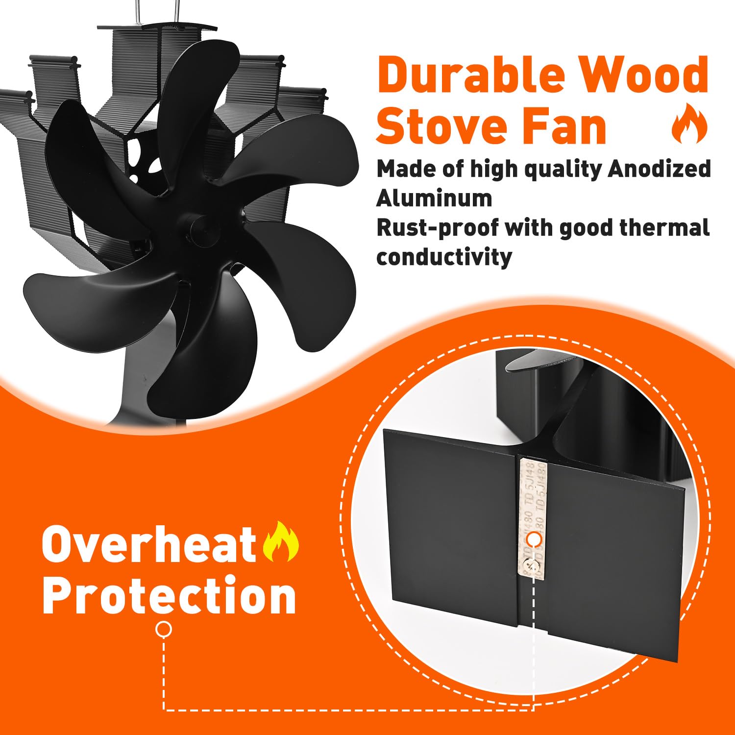 Ventilador de estufa de leña compatible con calentador Buddy, ventilador de chimenea alimentado por calor con soporte compatible con Mr Heater, quemador de troncos de propano, accesorio de estufa de