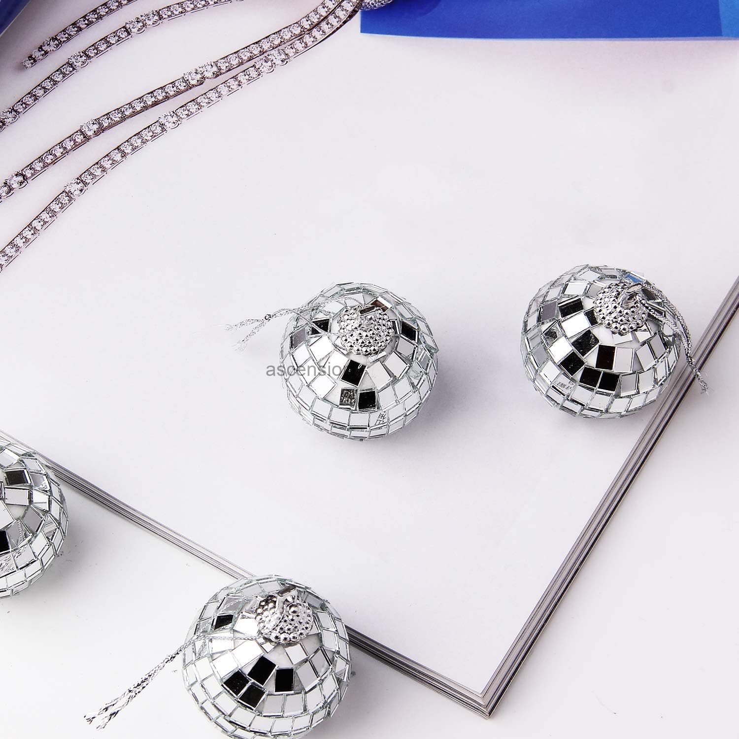 Ascension 24pcs Christmas Tree Decoration Silver Disco Balls Ornaments Hanging Props Xmas Tree Décor Accessories Christmas Decorations Items for Home Office Church Indoor Outdoor 2