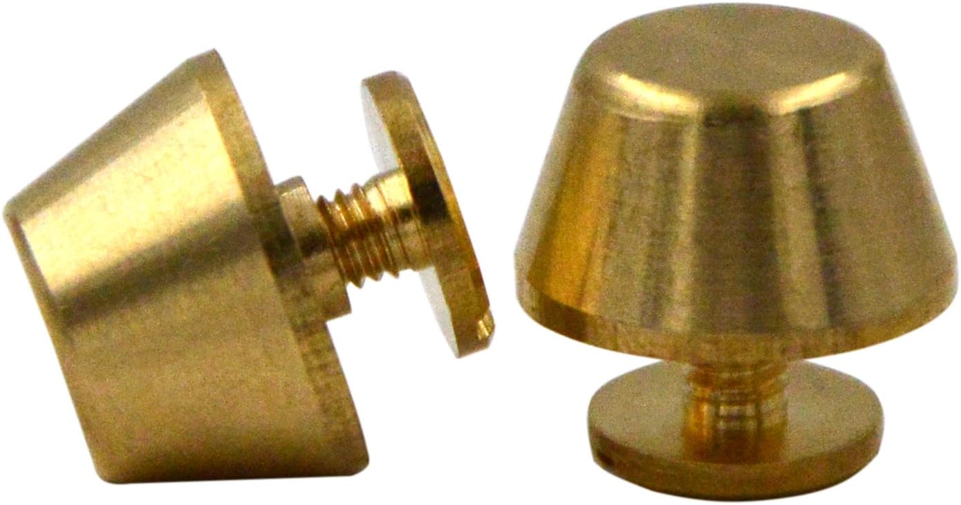 Hirisy 10Sets 12mm Solid Brass Flat Bottom Feet Screw Back Nailheads Stud Spike for DIY Leathercraft Purse Handbag