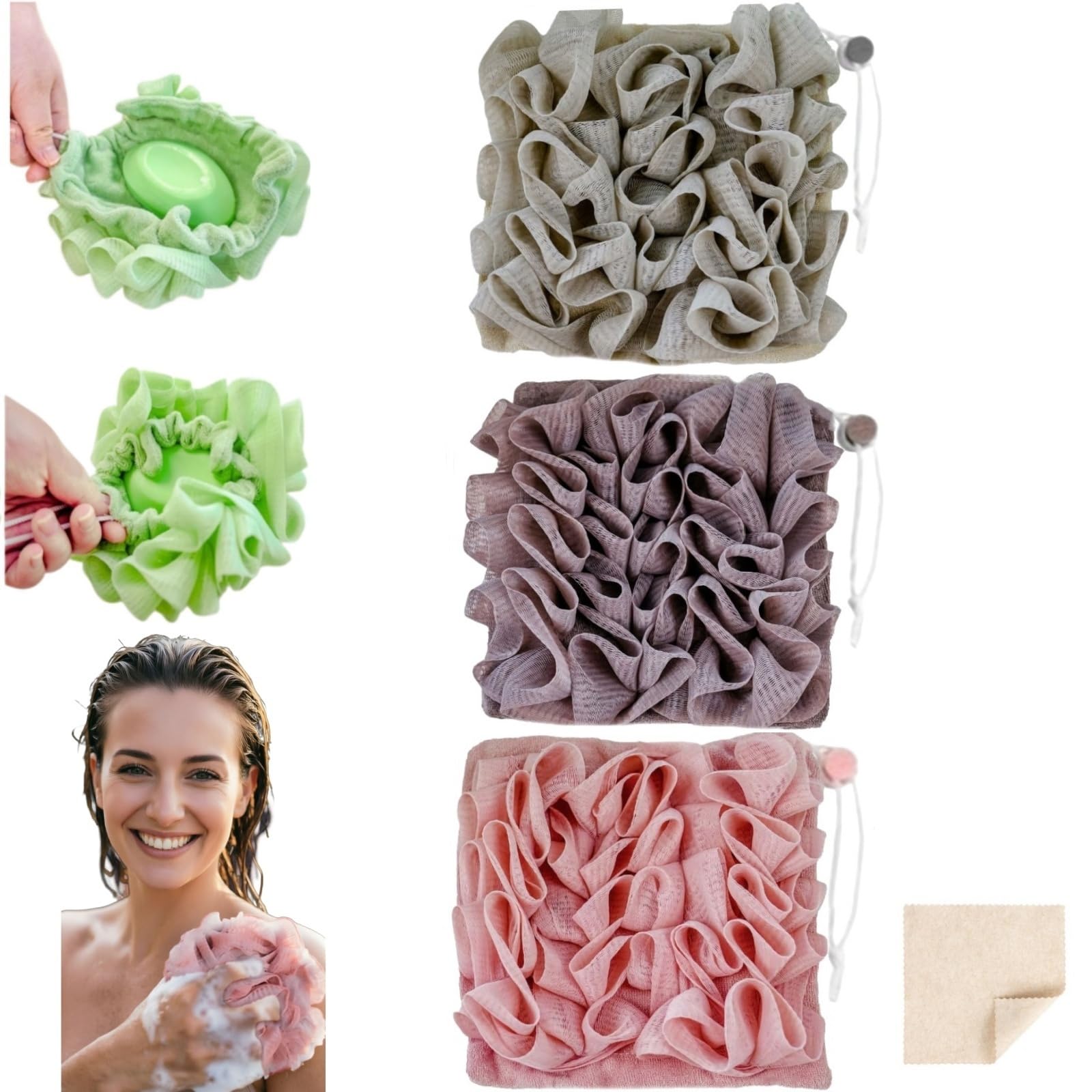 Photo 1 of MOSYFEIBI 2-in-1 Loofah Washcloth with Bar Soap Holder