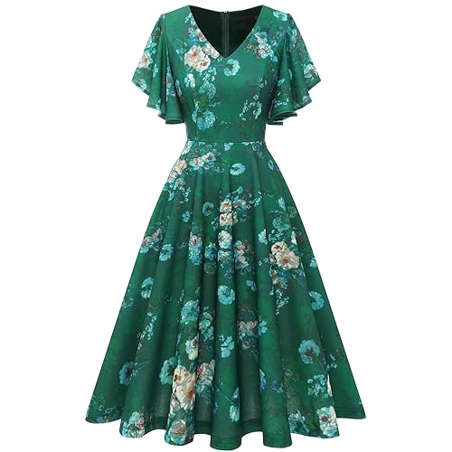 Snapklik.com : Women Aline Church Dresses For Teen, Fit Flare Skater Midi Dress For JuniorStretchy Sun Dress For Church/Vacation/Work Green Flower L Snapklik.com : Women Aline Church Dresses For Teen, Fit Flare Skater Midi Dress For JuniorStretchy Sun Dress For Church/Vacation/Work Green Flower L