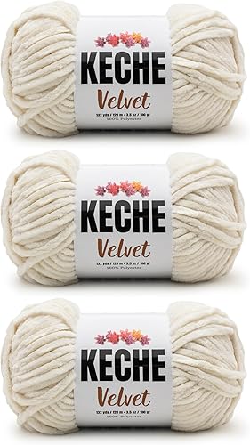 Miniatura 54 de Keche Hilo de terciopelo para ganchillo, manta de felpilla suave, voluminosa, hilo amigurumi, 3.53 oz (132 yardas), color menta
