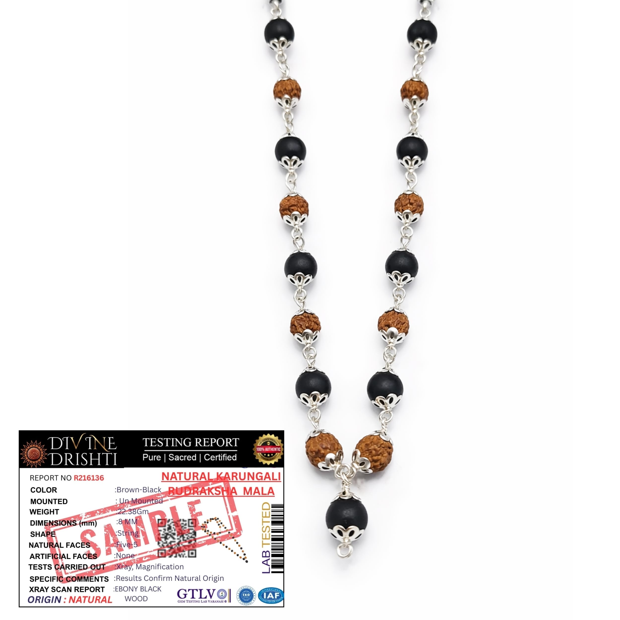 Original Karungali & Rudraksha Mala (54 Beads) | Govt. Lab Certified | Silver Capped Natural Energy Mala for Positive Vibes-image-13