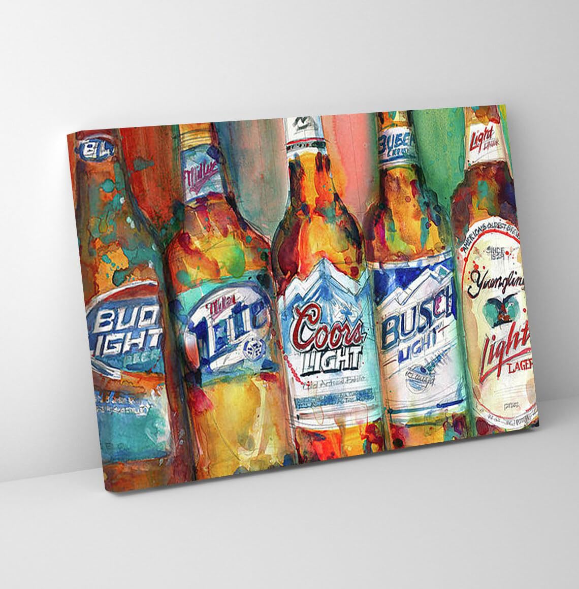 GADGETS WRAP Canvas Gallery Wrap Framed for Home Office Studio Living Room Decoration (11x9inch) - Bud Light Miller Lite Coors Light Busch Light Yuengling Light Combo Beer