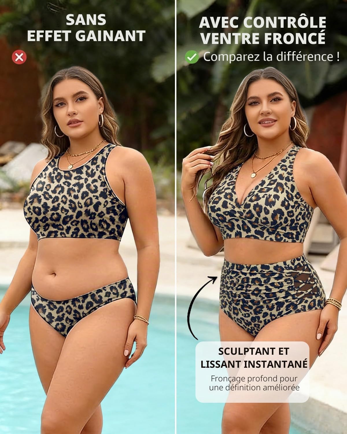 Yonique Women's Plus Size Bikini Swimsuits High Waisted Swimwear Tummy Control Two Piece Bathing Suits