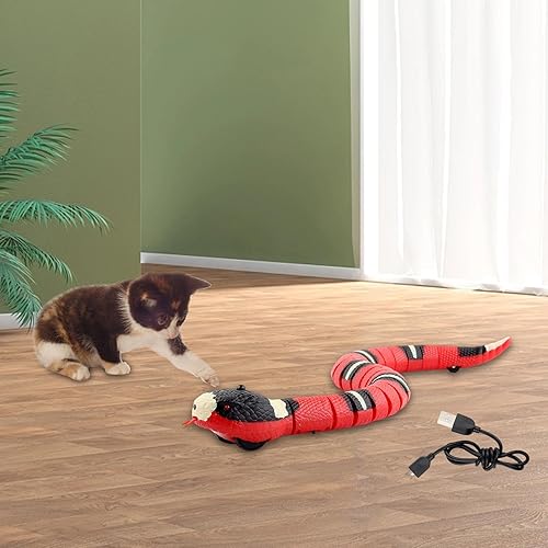 Miniatura 6 de Inteligente Sensing Serpiente Gato Interacción Jugar USB Recargable Serpiente Eléctrica Juguete Serpiente Falsa Serpiente para April Fools Trucos