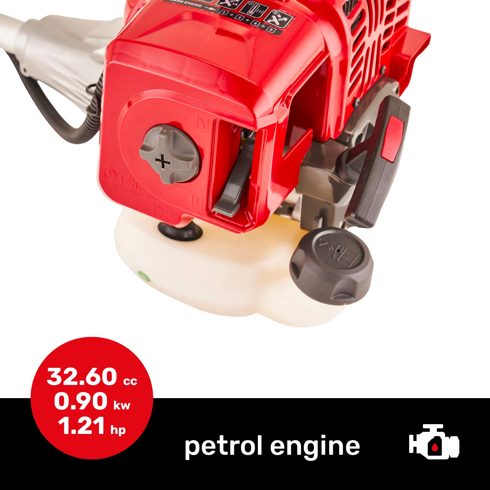 Mountfield MB33D - Desbrozadora, 43 cm de Ancho de Corte, Arranque fácil de Retroceso, Motor de Gasolina de 2 Tiempos, 32,6 CC, Manillar Estilo Bicicleta, Incluye Doble arnés, Rojo