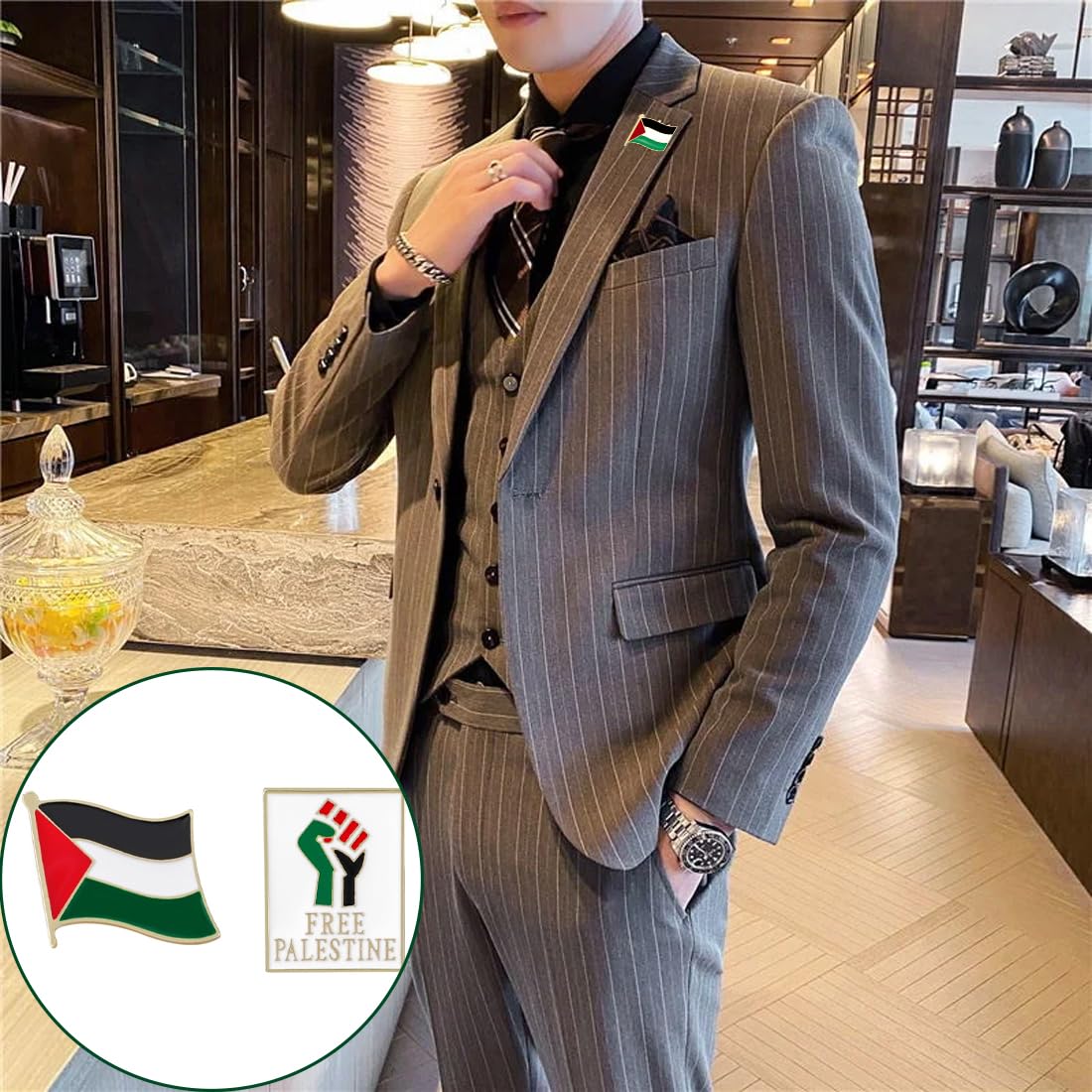 Insignias bandera palestina 2 piezas alfileres medallas pulseras sombreros