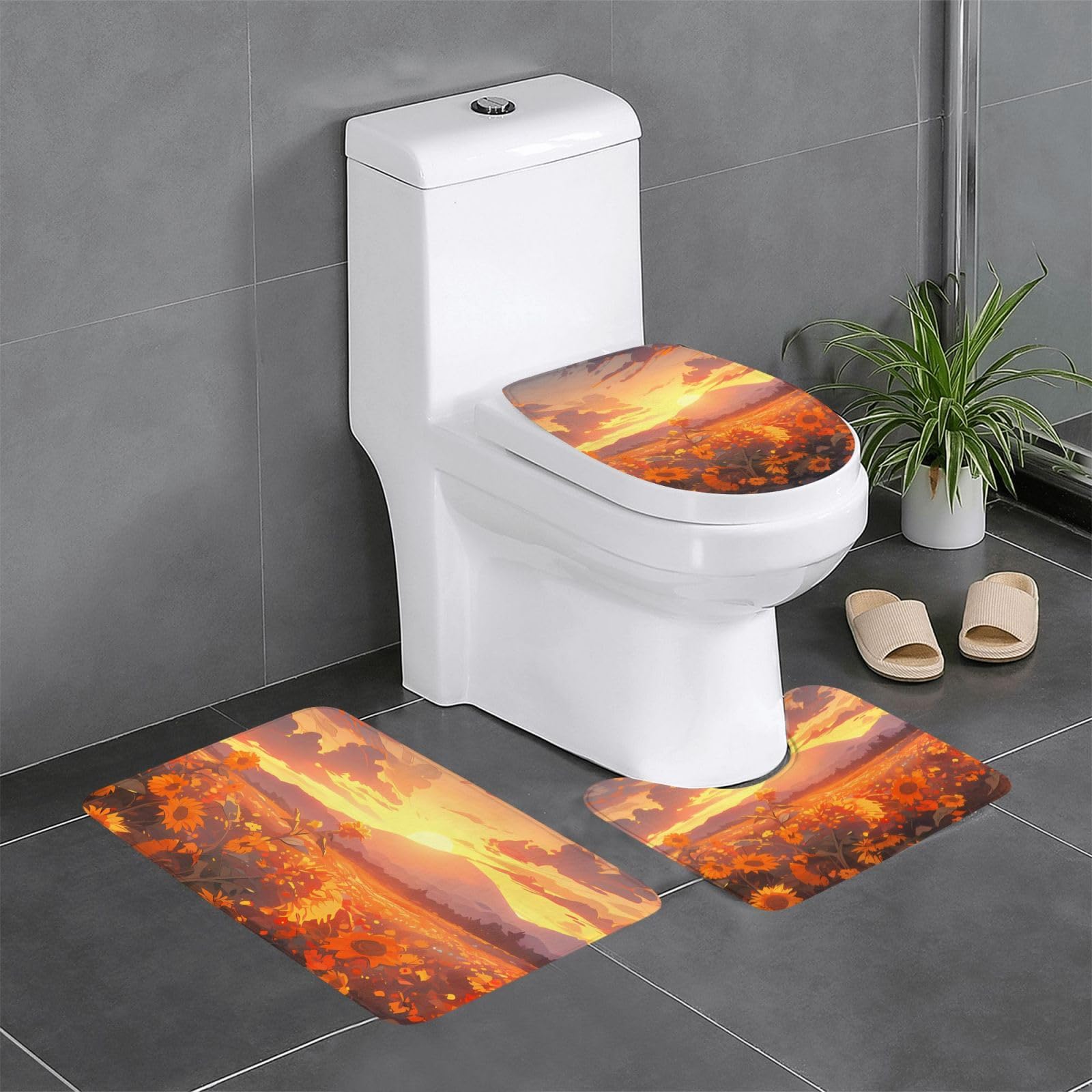 Tapis de douche antidérapant avec motif tournesols pour une salle de bain sûre