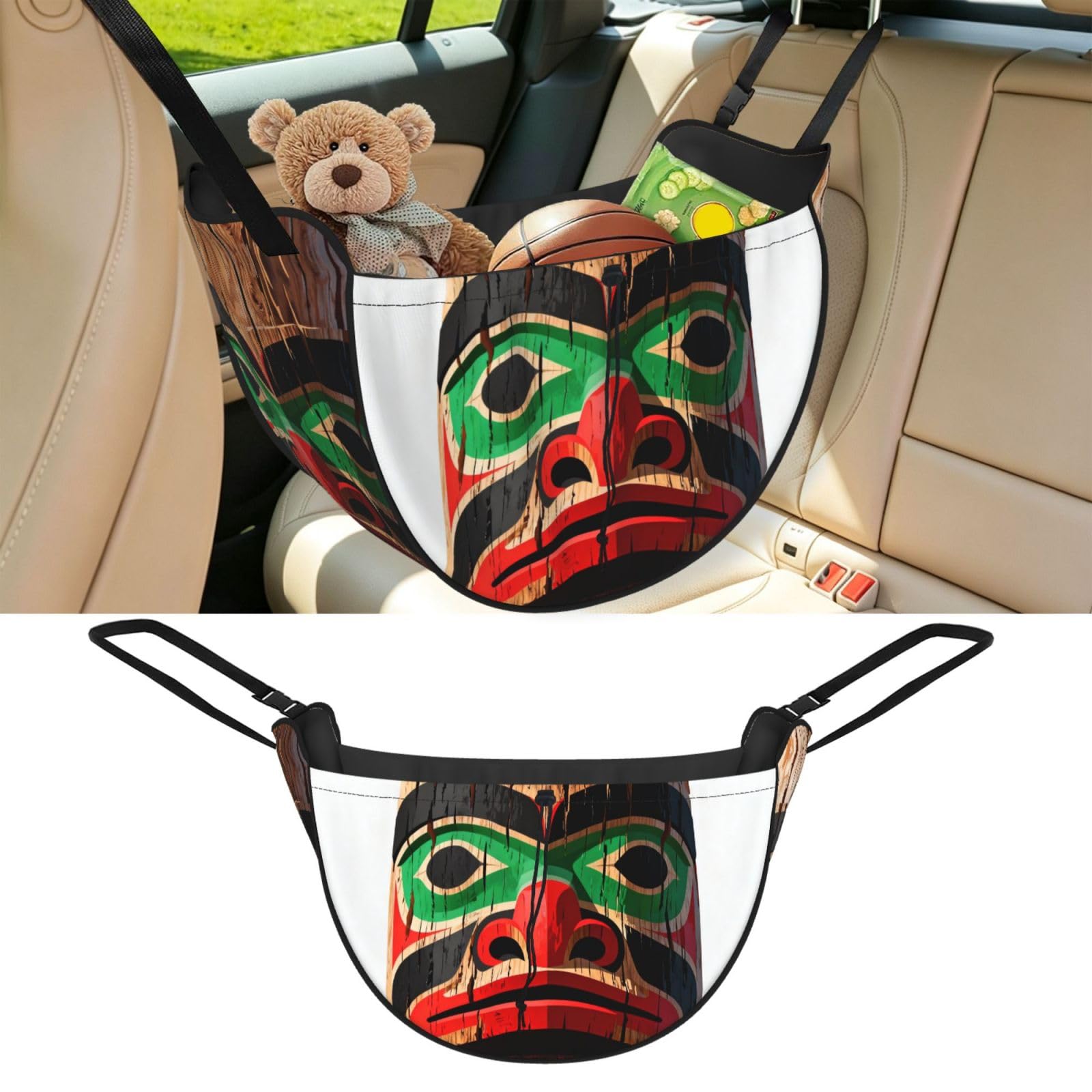 Cntdbu Black Beaver Totem Pole Car Seat Organizer-Backseat Storage Bag For Travel