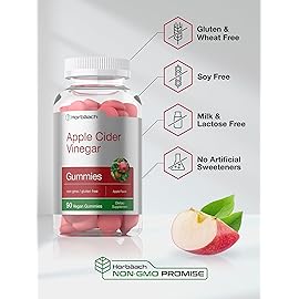 Horbach Vegan Apple Cider Vinegar Gummies | 90 Count | ACV Supplement | Apple Flavor | Non-GMO, Gluten Free Gummies for Adults