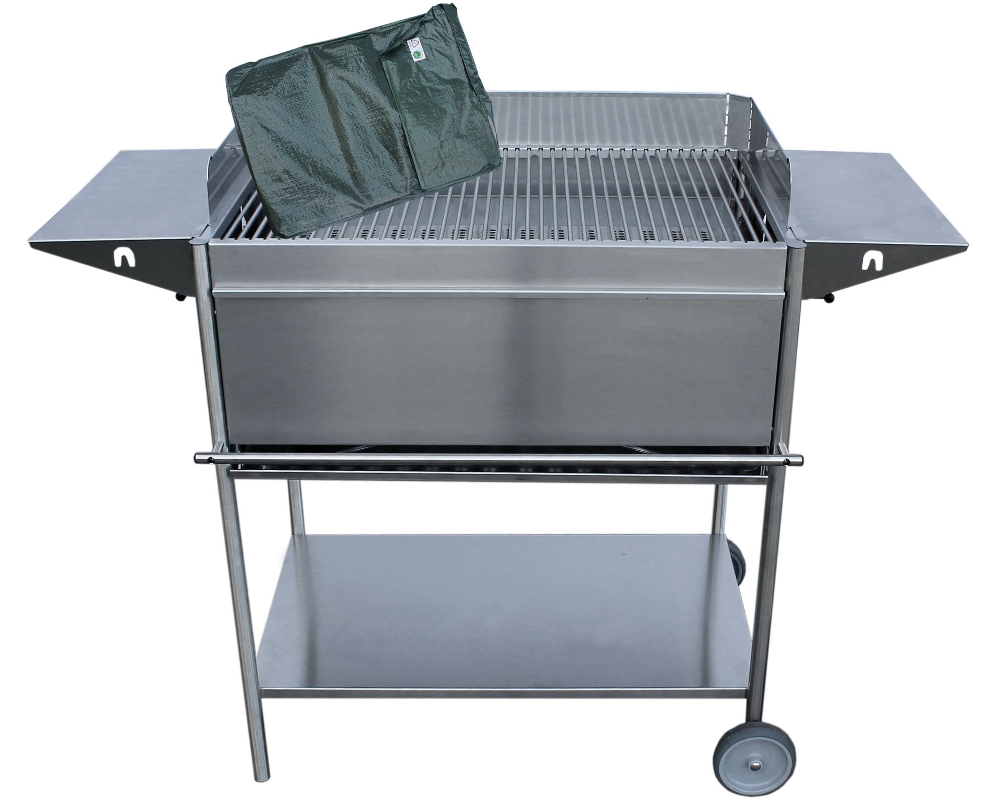 Barbecue au charbon de bois XL en acier inoxydable au design de luxe avec accessoires