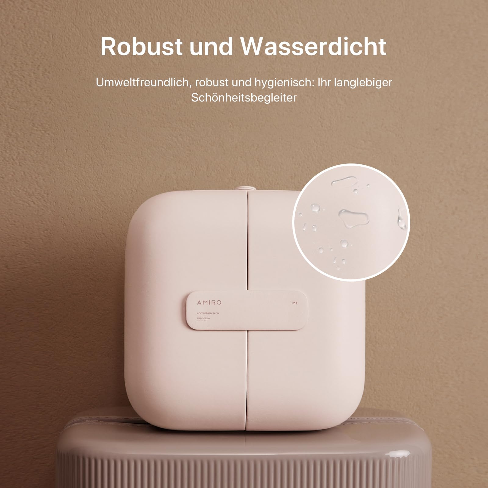 AMIRO M2 LumoCube Make-up-Spiegel mit Tasche, tragbarer LED-Make-up-Spiegel mit Lichtern, 5-stufige Helligkeit, 3-farbige Lichter, Reise-Make-up-Organizer, Rosa