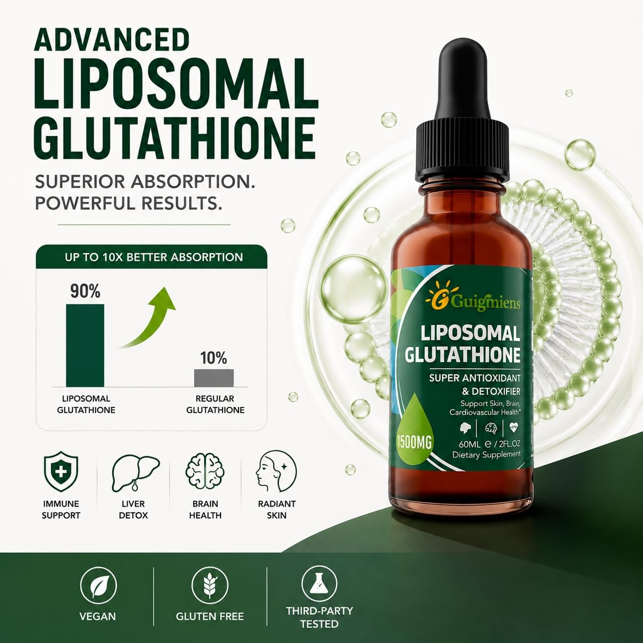 Amazon.com: Liposomal Glutathione 1500 MG, Superior Absorption, Liquid  Glutathione Supplement, Powerful Antioxidant, Liver Detox, Immune Enhancer,  Soy-Free, Non-GMO, Vegan & Gluten Free, 2.02 fl.oz : Everything Else