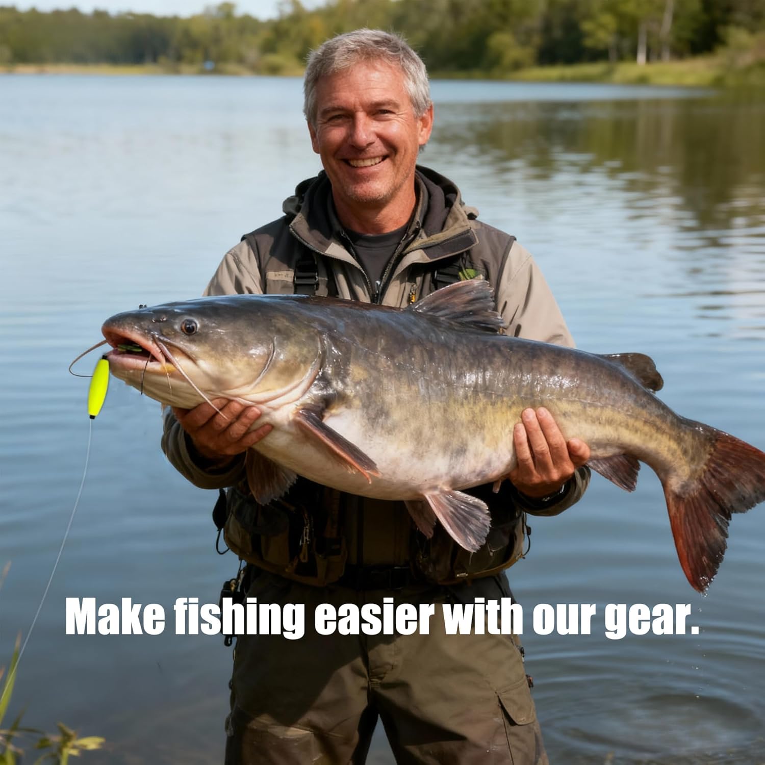 Catfish Rigs Kit - 6 Pre-Tied Catfish Float Rigs & 60+ DIY Tackle Parts with Circle Hooks 5/0 6/0 8/0, EVA Floats, Rattles, Swivels | 5-Tray Tackle Box for Bank Fishing,Boat Fishing