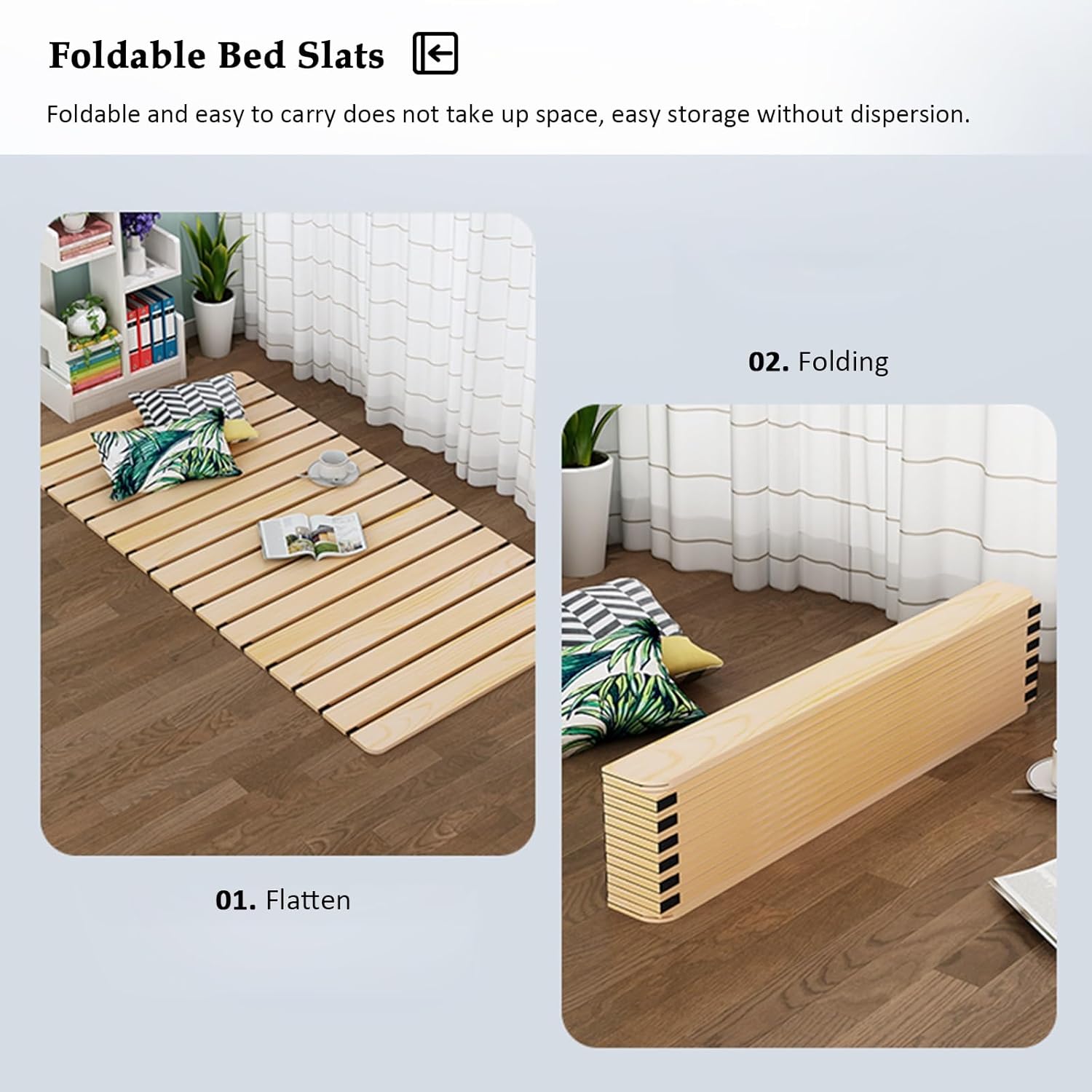 Wooden Bed Slats & Board Roll Slat, Single Bunkie Board 80CM Wide for Lumbar Spine Protection, Soft Bed Into Hard Pad Board Load 200kg