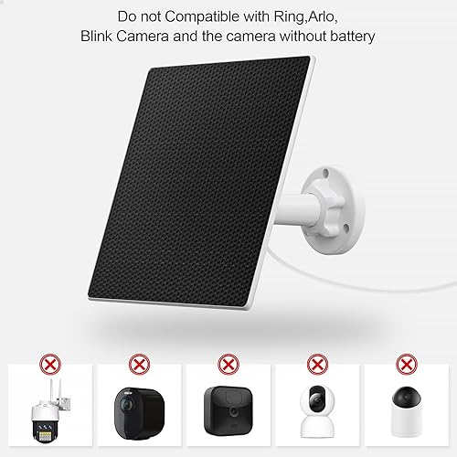 Miniatura 6 de Panel solar para cámara de seguridad, panel solar USB de 5 W para cámara de seguridad CC de 5 V con puerto micro USB o USB-C, cargador solar