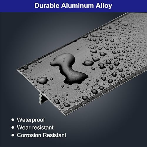 Miniatura 3 de uxcell 3 tiras de transición de piso de moldeo en T, 35.4 pulgadas, tira de transición de puertaazulejoalfombra a azulejos, borde de puerta para