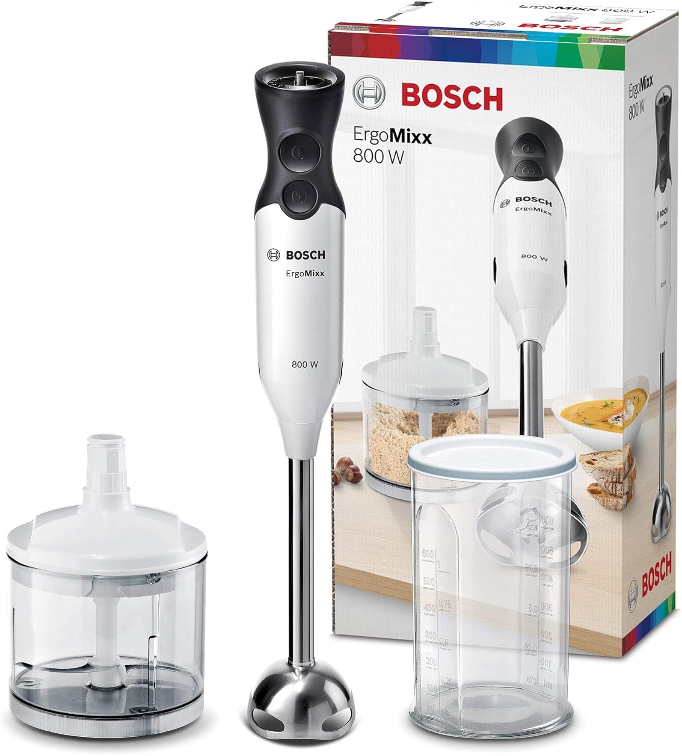 Bosch MS6CA4120 Hand blender ErgoMixx 800 Watts, QuattroBlade, 12 Speed