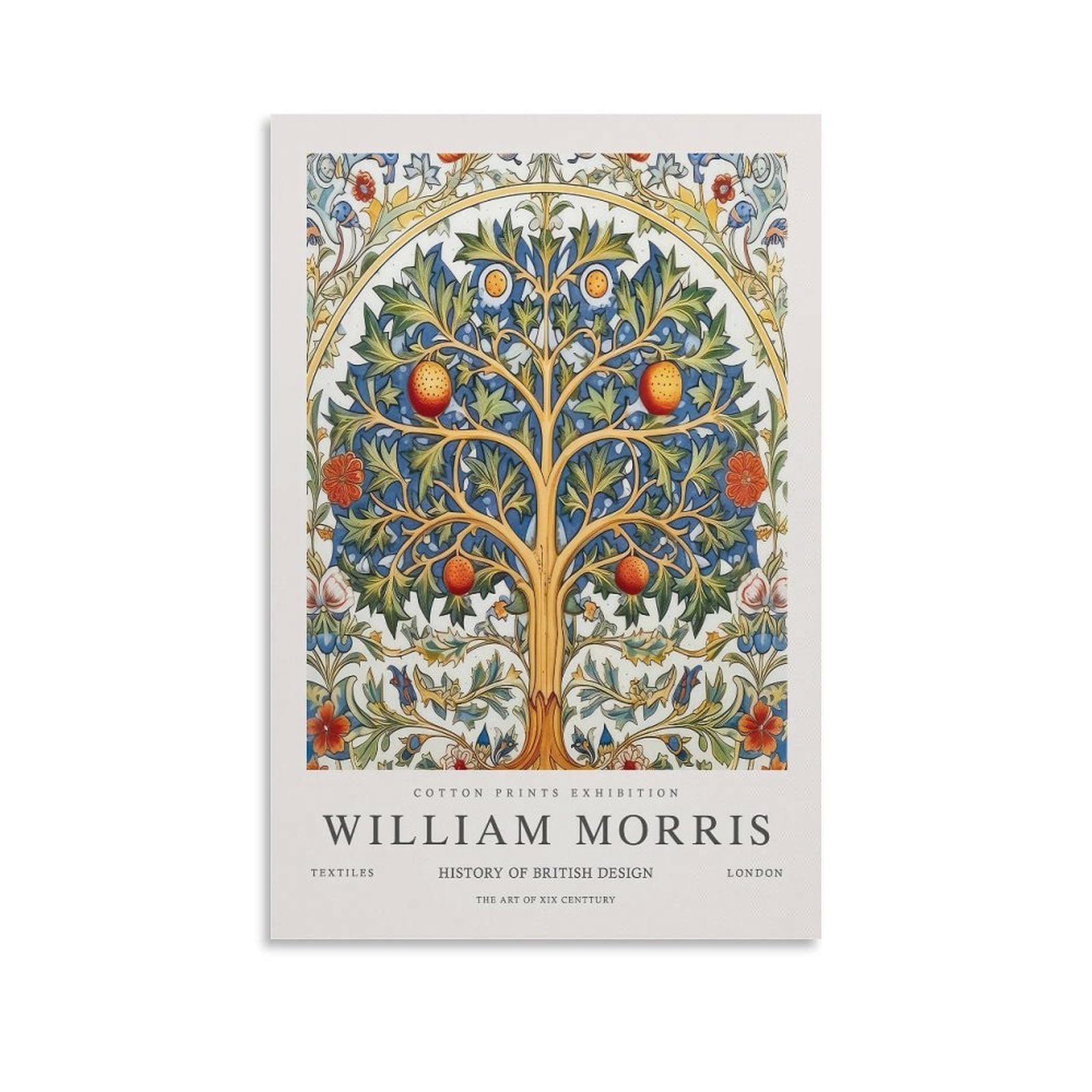 William Morris Vintage Tree Flower Pattern Art Wall Poster Wall Decor For Bedroom Canvas Painting Bathroom Art Wall Decor 24x36inch(60x90cm)