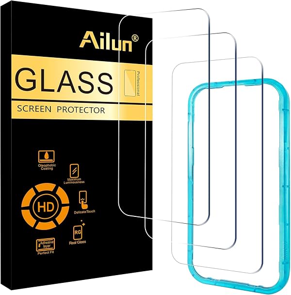 Ailun paquete de 3 protectores de pantalla para iPhone 17 Pro, vidrio templado | 6.3 pulgadas, protección de sensores, compatible con Dynamic Island, compatible con fundas, marco de instalación
