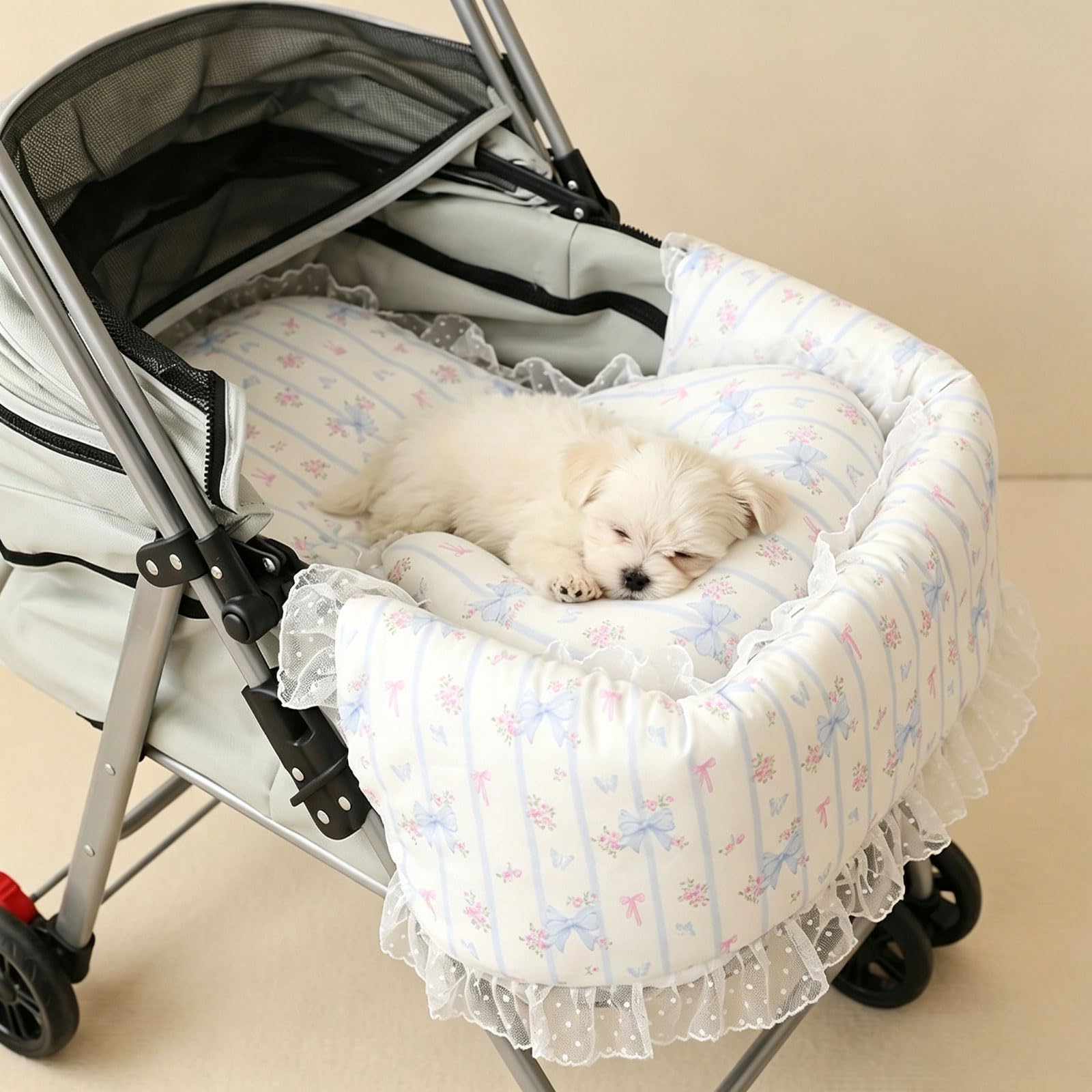 3-teiliges Haustier Kinderwagen Einlage Pad, Kinderwagen Kissen Set, weich gepolsterte Matratzenmatte für Hunde und Katzen, bequemes und waschbares Haustier Kinderwagen Zubehör