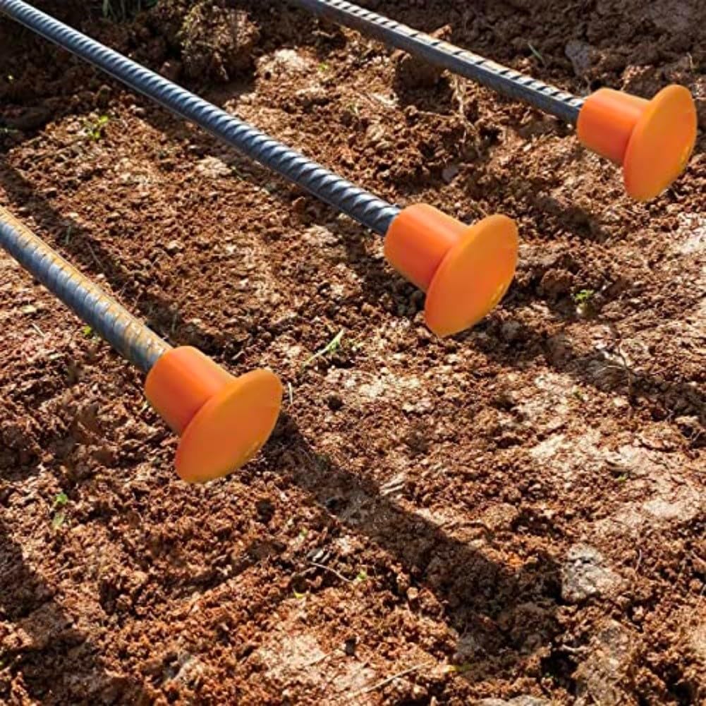 Pomarańczowe plastikowe zaślepki bezpieczeństwa do słupków T i elementów złącznych budowlanych, 100 sztuk, ochrona o wysokiej widoczności dla odsłoniętych śrub, pasuje do rozmiarów od 10 m