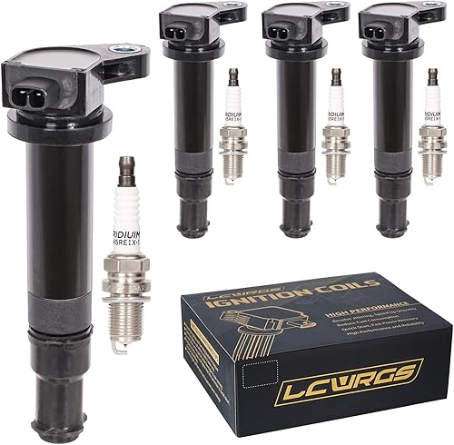 Miniatura 1 de Juego de 4 paquetes de bobinas de encendido y bujías para Kia Rio Rio5 Rondo Hyundai Accent 1.6 L4 Replaces# UF499 C1543 2006 2007 2008 2009 2010