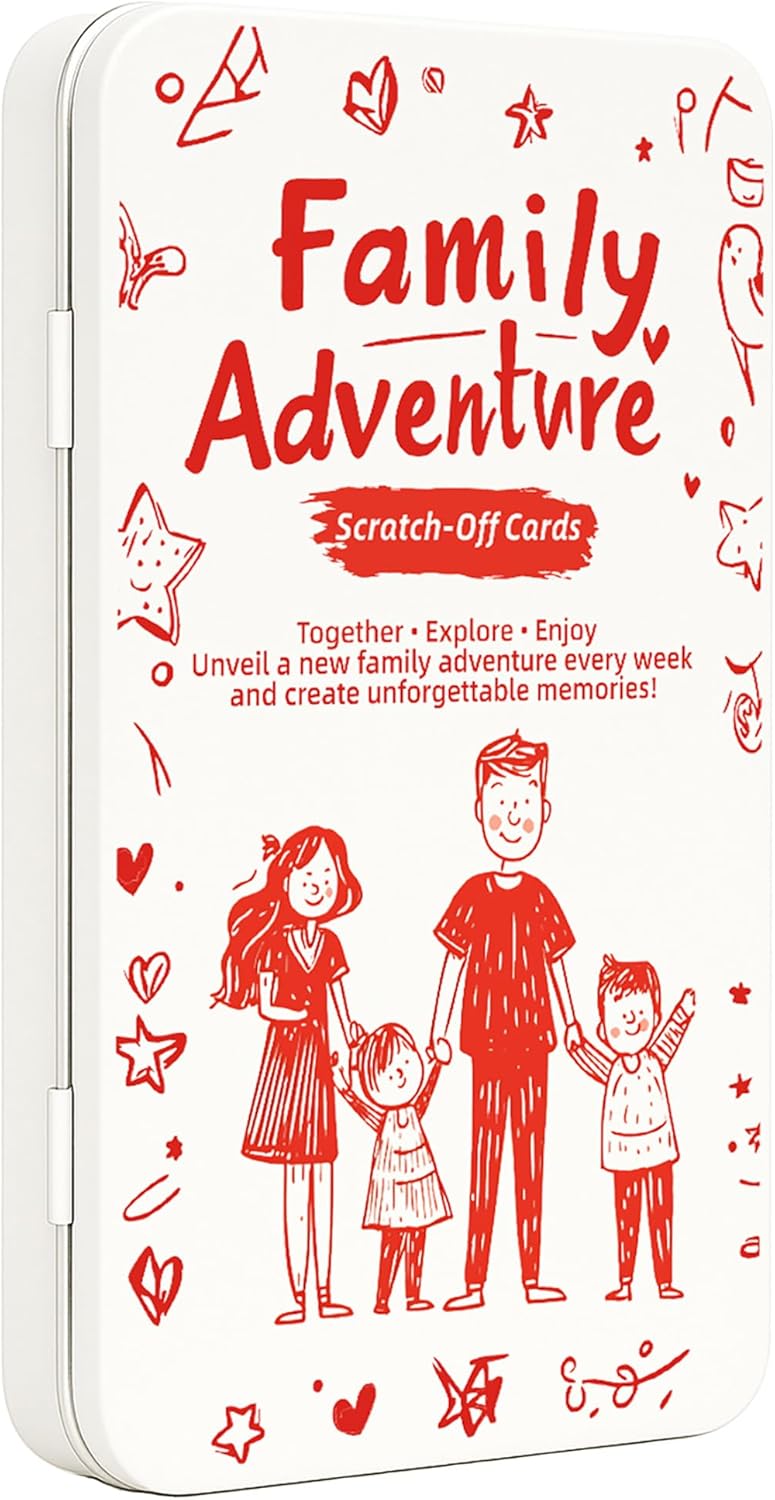 Scratch-Off Family Activity Cards, 50 Screen-Free Surprise Challenges for Parents and Kids, Family Card Game for Parent-Child Bonding with Photo Keepsake Cards