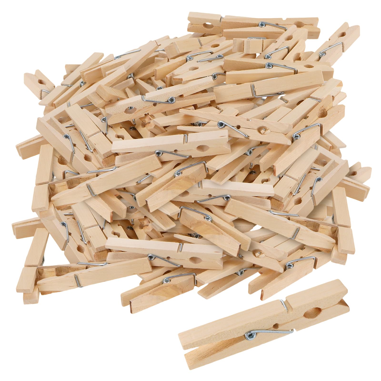 KOHAND 200 Pack Wooden Clothes Pegs, 7.2 cm Birch Wooden Laundry Pegs, Natural Colour Wood Clips for Laundry, Clothes, Towels, Craft, Photos