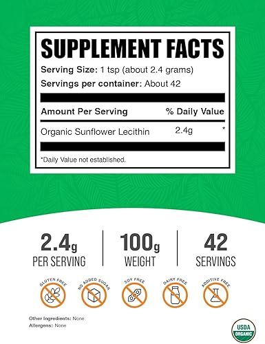 Miniatura 2 de BULKSUPPLEMENTS.COM Lecitina de girasol en polvo  Suplemento de lecitina de girasol  Lecitina 1200 mg  Lecitina en polvo de grado alimenticio