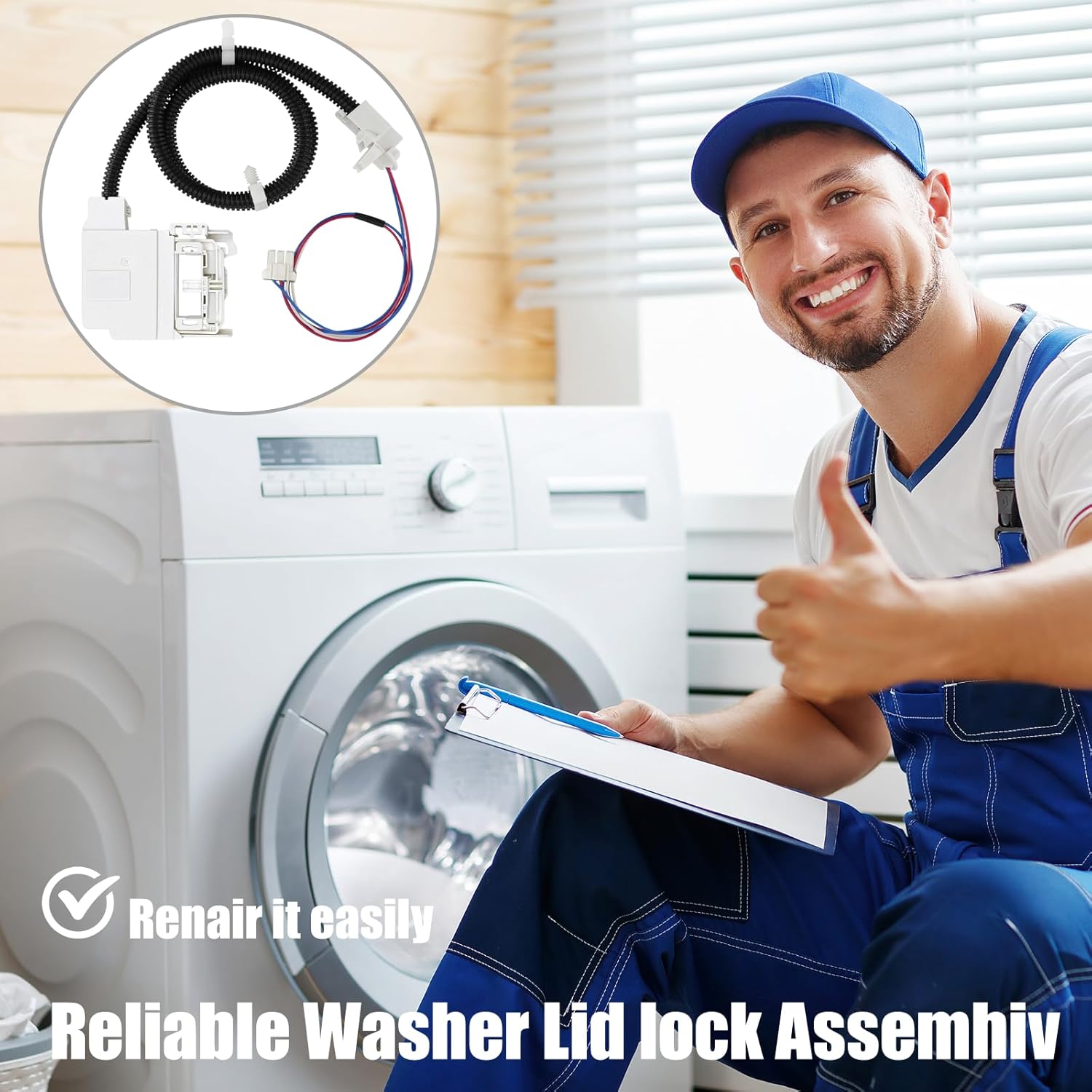 WH08X37938 Washer Lid Lock Switch Assembly Compatible with GE & Hotpoint Washing Machines (including GTW220ACK1WW, GTW330ASK0WW, GTW460AM1WW, GTW485AS1JWS, GTW490AC1JWS)