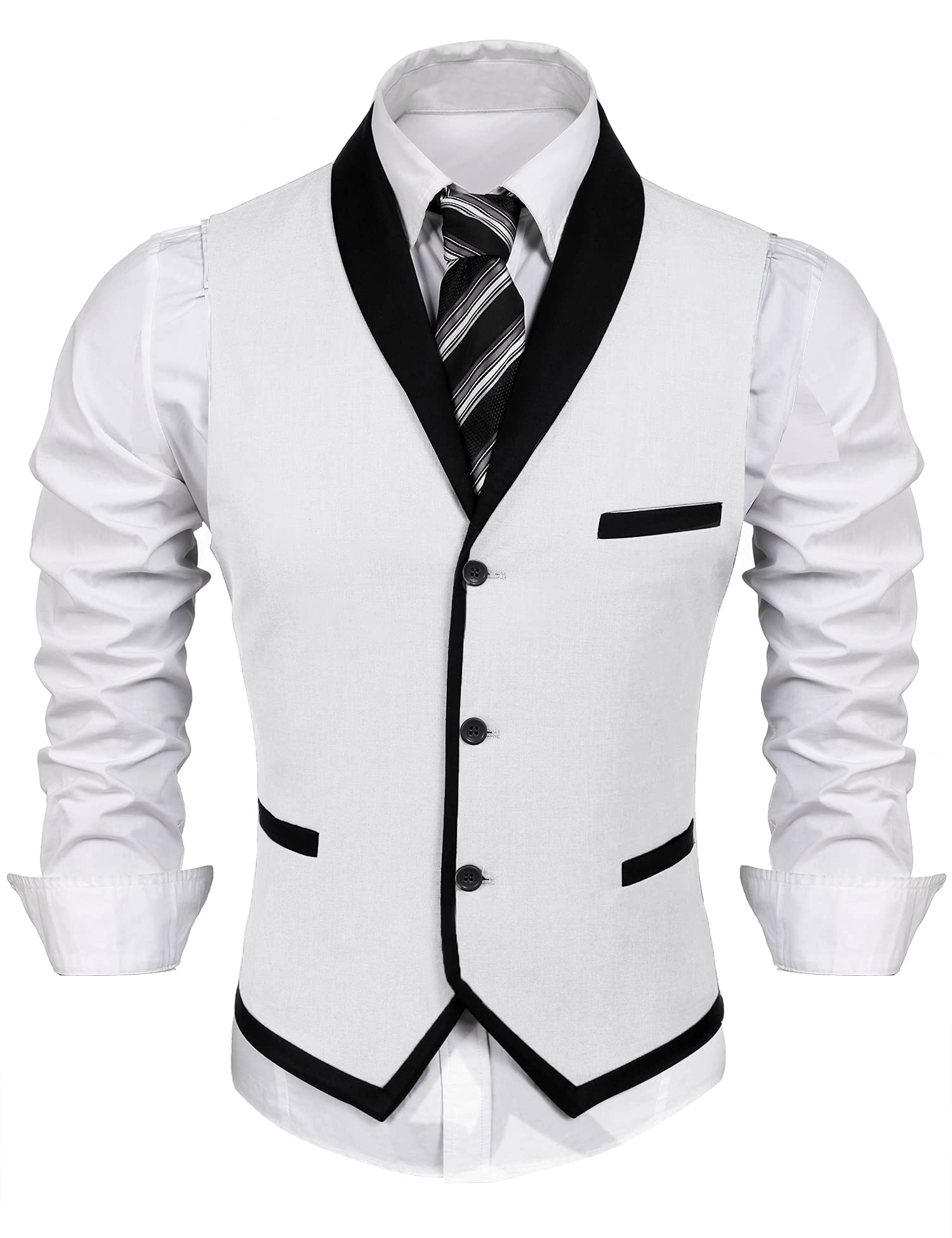 COOFANDYMen's Suit Vest Slim Fit Formal Business Dress Vest Casual Wedding Waistcoat