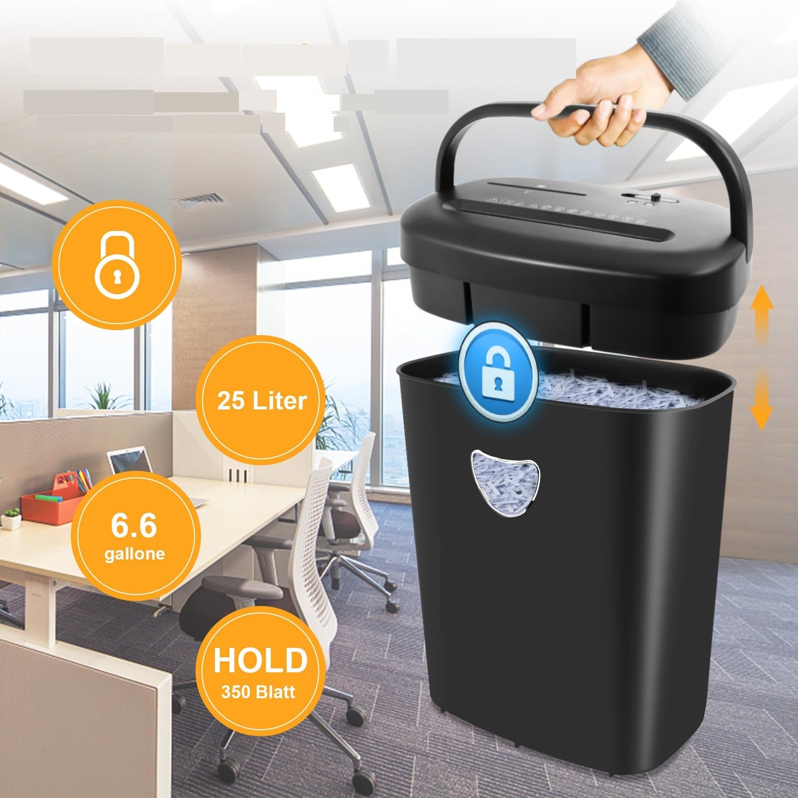 25L 12-Sheet Silenciosa destructora de Papel Uso Personal para Papel
