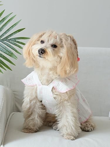 Miniatura 4 de QWINEE Vestido con estampado de corazón para perro y gato, decoración de lazo, lindo vestido para perro, falda tutú para cachorro, Chihuahua, Teddy