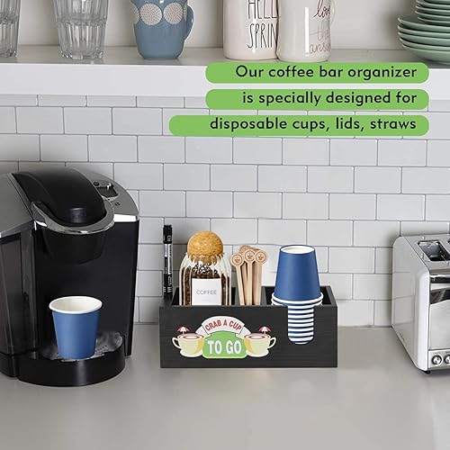 Miniatura 2 de Accesorios y organizador de cafeterías dispensador de tazas de café, decoración de barra de café de madera, dispensador de tazas desechable, soporte