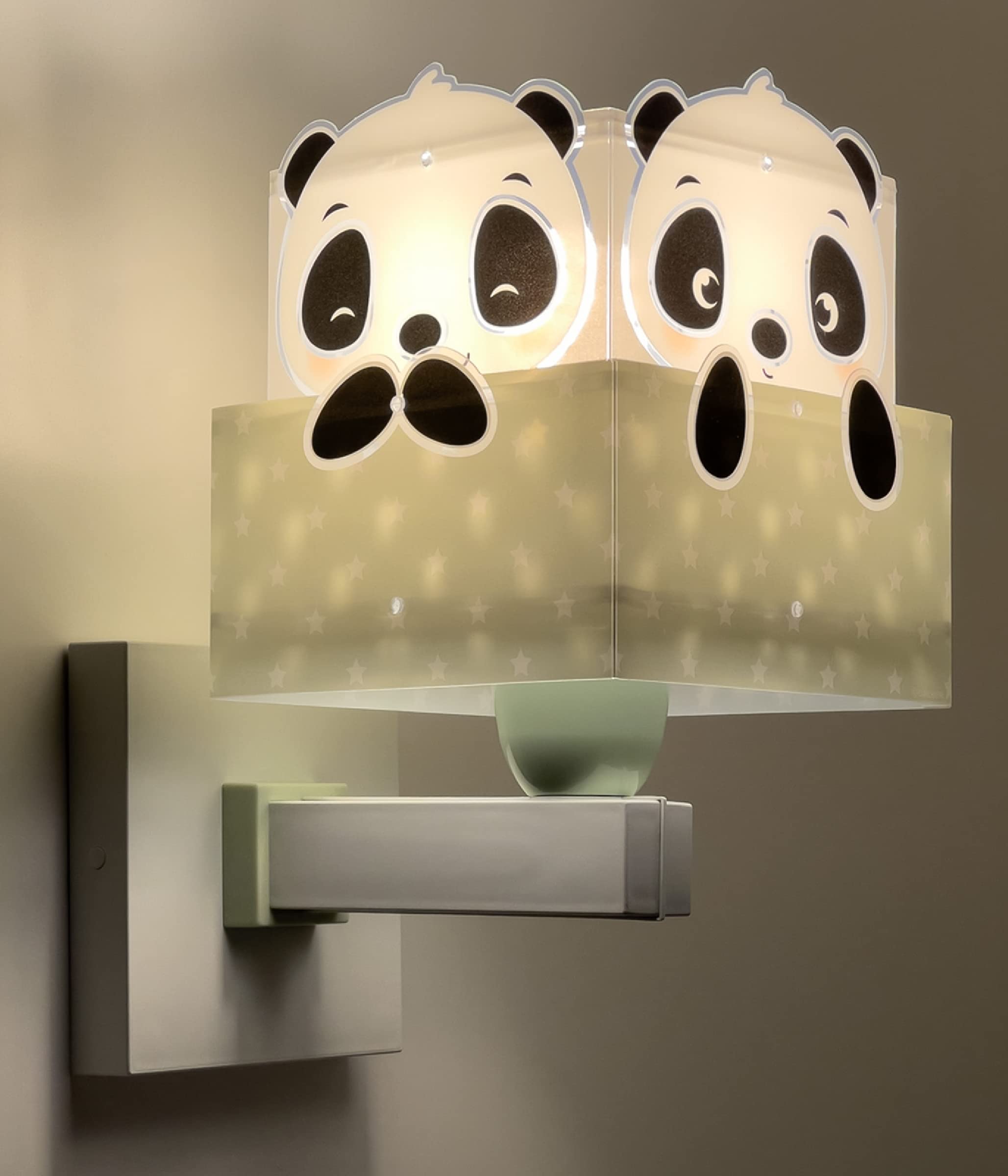 Dalber kinder Wandlampe, Kinderlampe Wandleuchte kinderzimmer Wolken tiere Pandabär Panda Grün, 63169H, E27