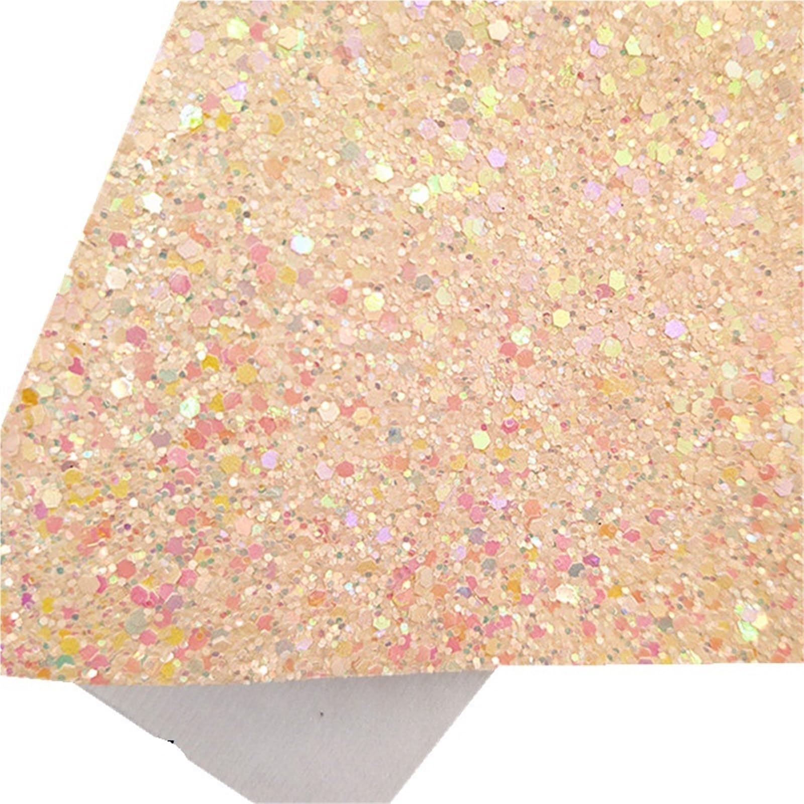 Sparkle PU Leather Fabric Mini Rolls 30x134cm Chunky Glitter Leather Fabric Felt Backing Synthetic for Bows Craft DIY