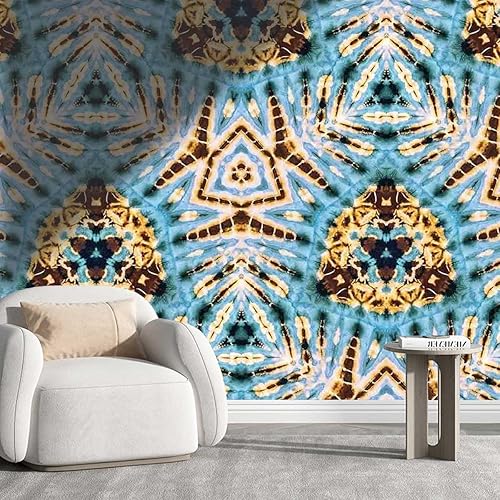 Papel tapiz para techo, diseño de teñido anudado, decoración de pared, sala de estar, espacio animado de 31.5 pulgadas de ancho x 24 pulgadas de alto