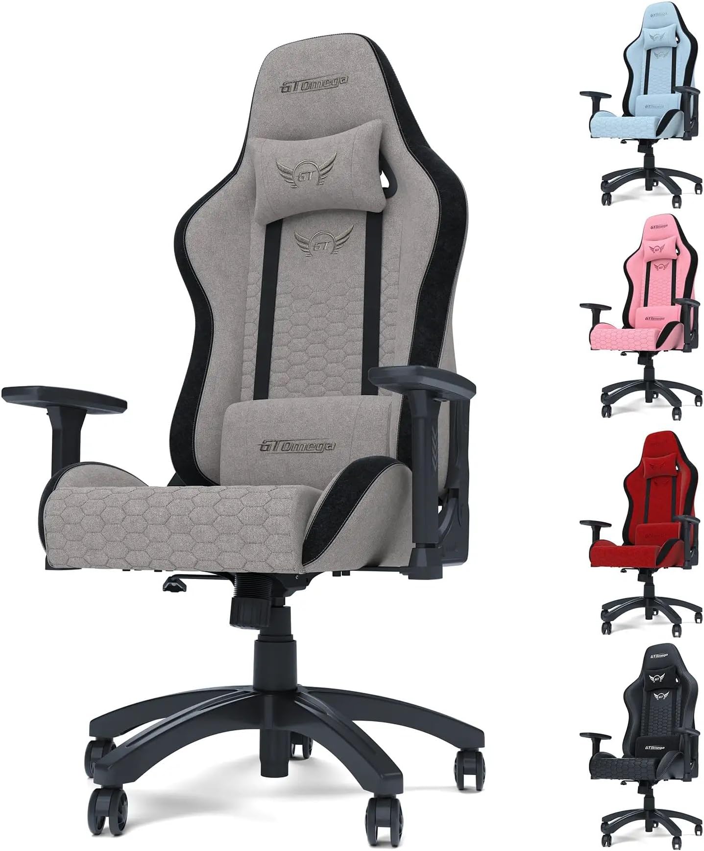 GT OMEGA | Pro Series Gen 2.0 | Gaming Chair Breathable Adjustable Reclining Computer Office Chair (Ultra-Soft Fabric, Grey)