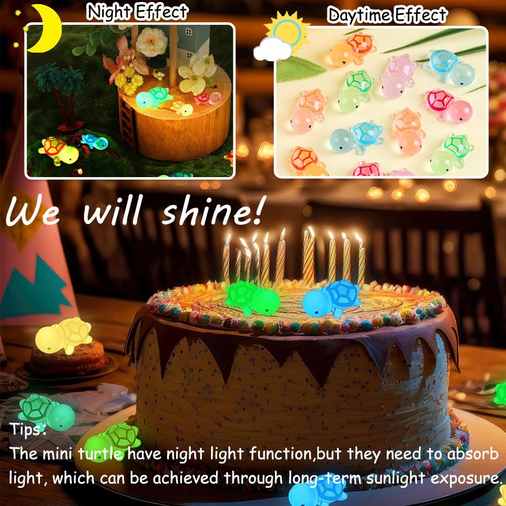 60 Mini Tartarughe Marine Che Si Illuminano Al Buio - Multicolore, 2,3 Cm, Per Giardino E Fai Da Te